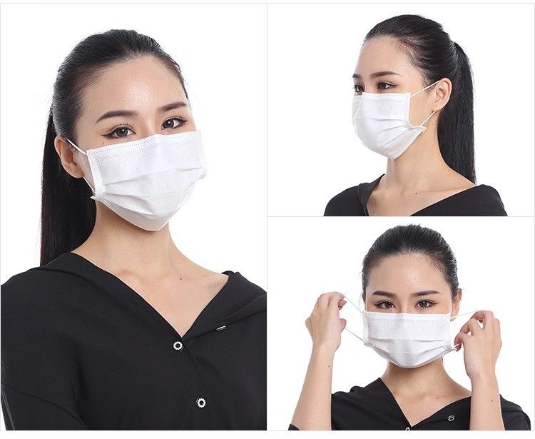 Beyaz Renk 3 Kat Tek Kullanımlık Yüz Maskesi CE FDA ISO13485 Sertifikası Tedarikçi